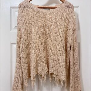 Very J Textured Beige Knit Sweater